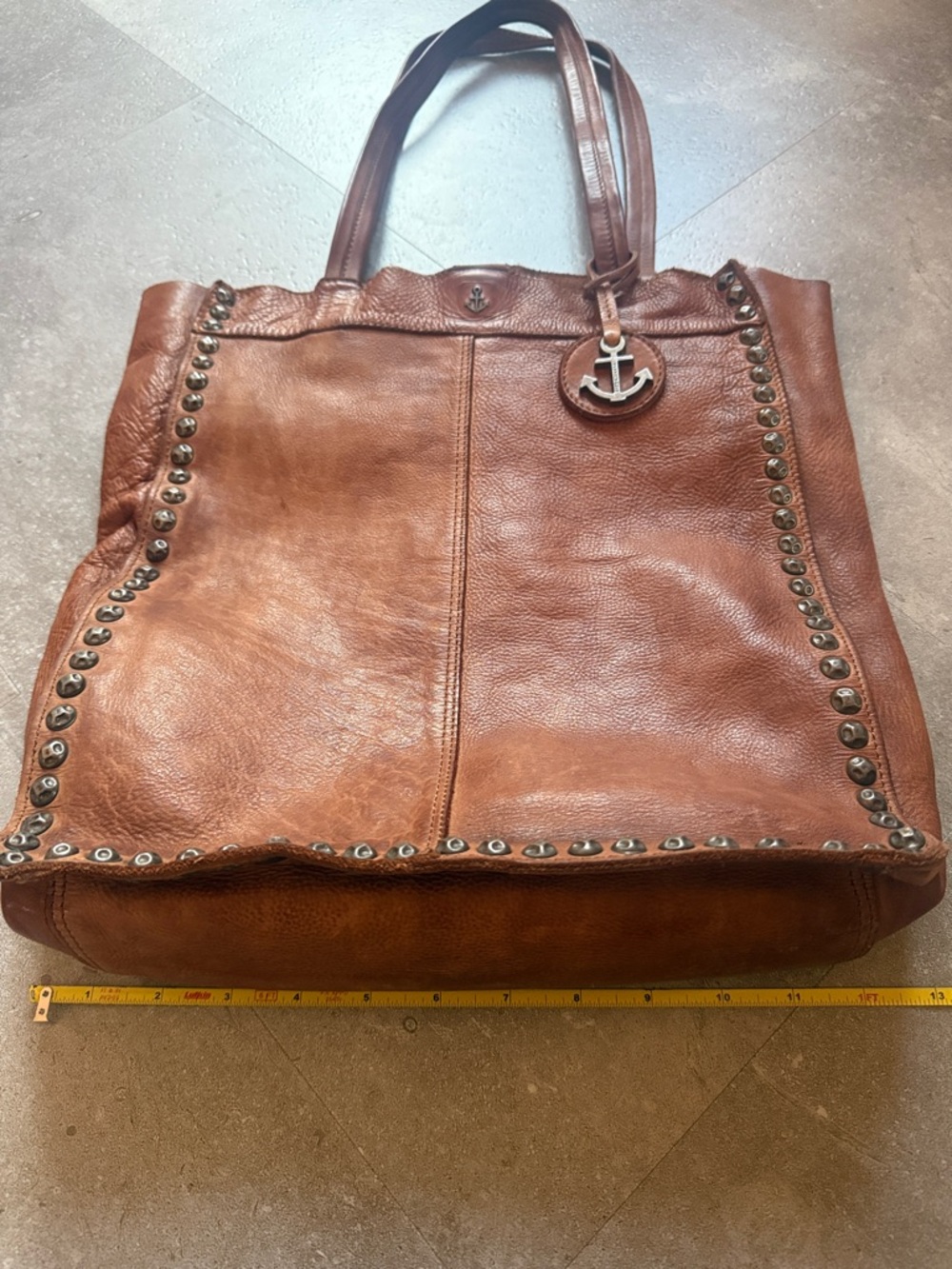 Barbour 2nd Stud-Trim Genuine Leather Tote in Rich Chestnut Brown - Picture 8 of 13